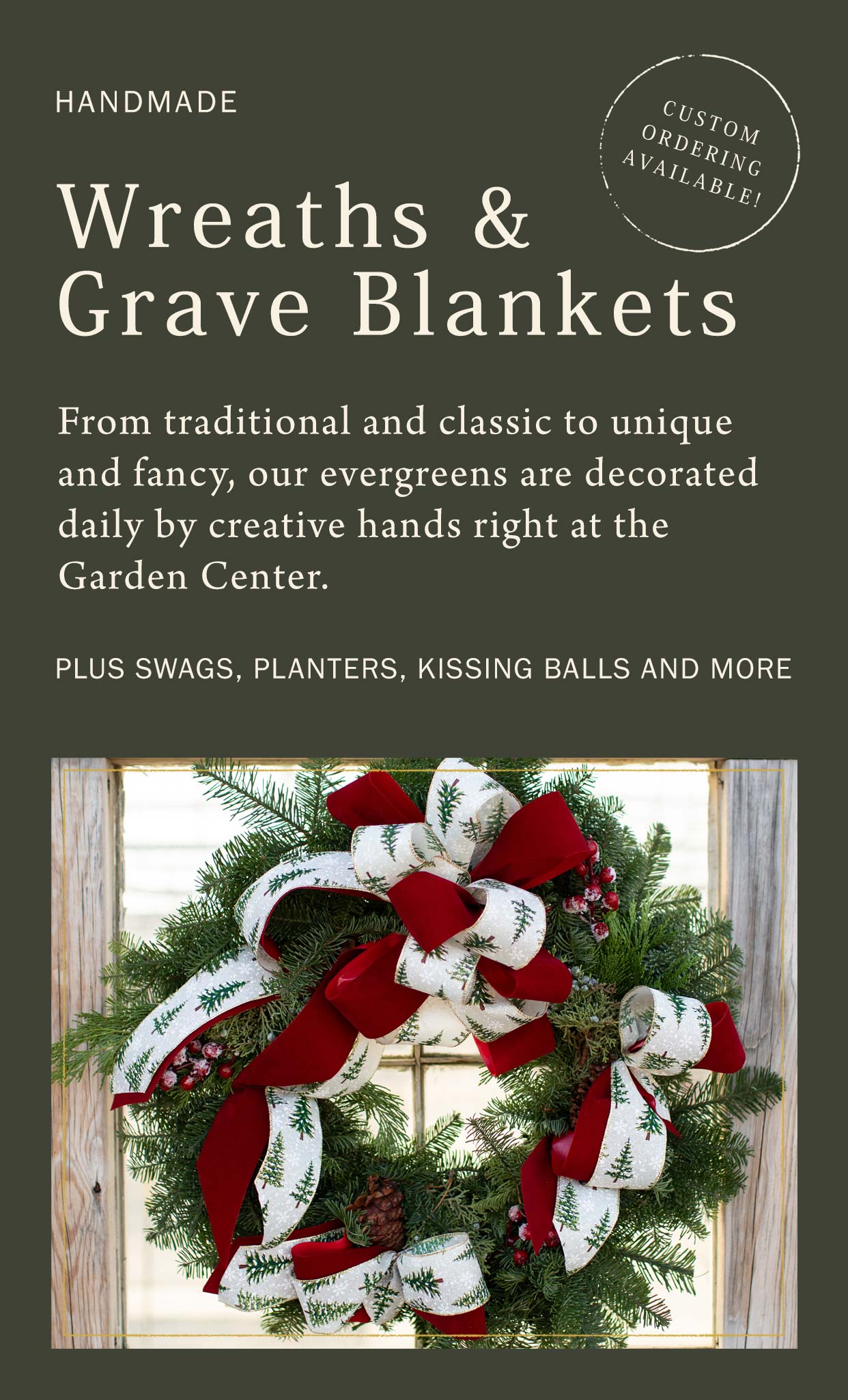 Wreaths and Grave Blankets at Hoen's Garden Center