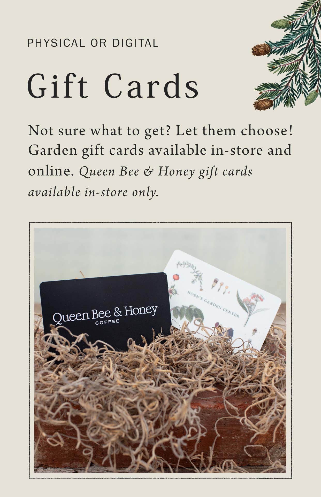 Gift Cards at Hoen's Garden Center